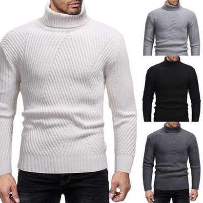 Herren Strickpullover Rollkragen Strukturiert Beige