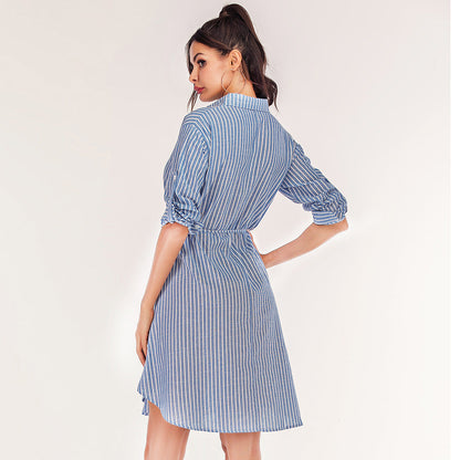 Damen Hemdblusenkleid mit Bindegürtel Eveloria