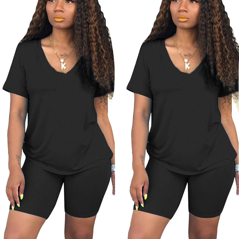 Damen Sportbekleidung Set V-Ausschnitt Elastisch Grau Eveloria