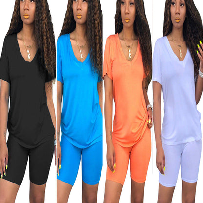 Damen Sportbekleidung Set V-Ausschnitt Elastisch Grau Eveloria - Eveloria