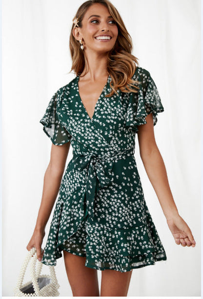 Damen Wickeljumpsuit Rüschendetails Elegante Taillierung