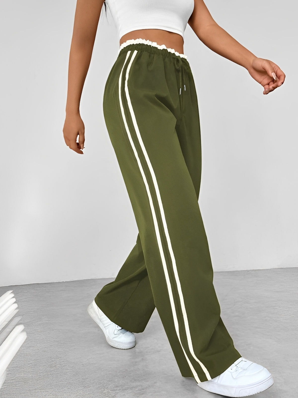 Damen Gerade-Hose Weite Fit Seitenstreifen