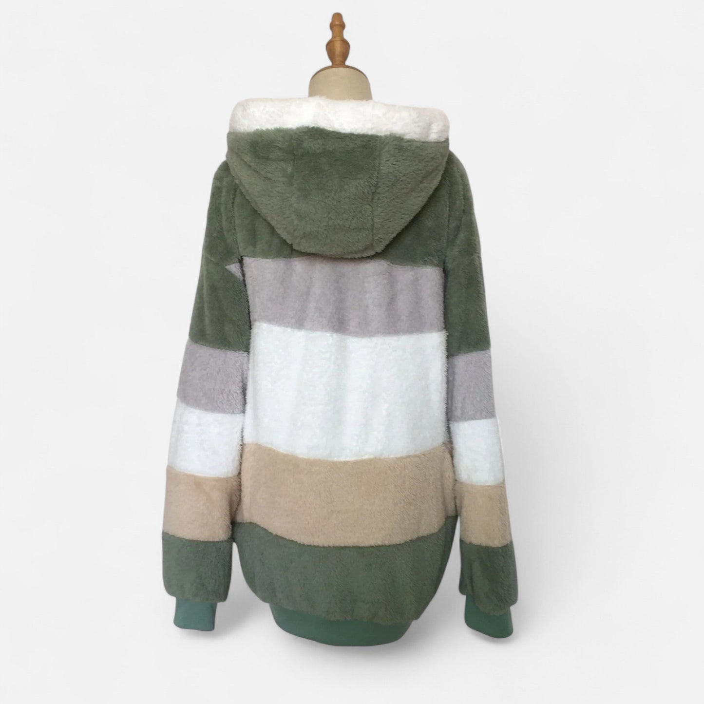Damen Oversized Jacke mit Kapuze Gestreift