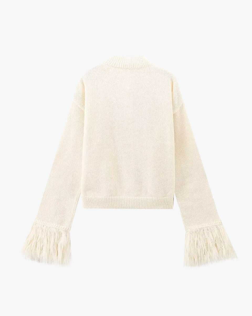 Damen Strickjacke Knöpfe Federärmel