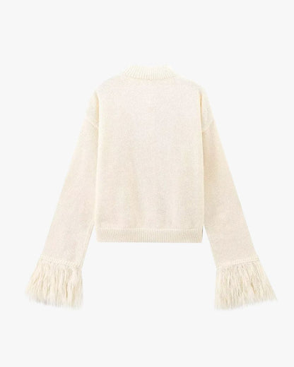 Damen Strickjacke Knöpfe Federärmel