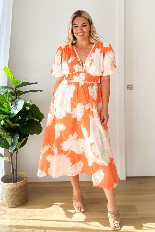 Eveloria Damen Maxi Kleid Puffärmel mit Liebe-Print
