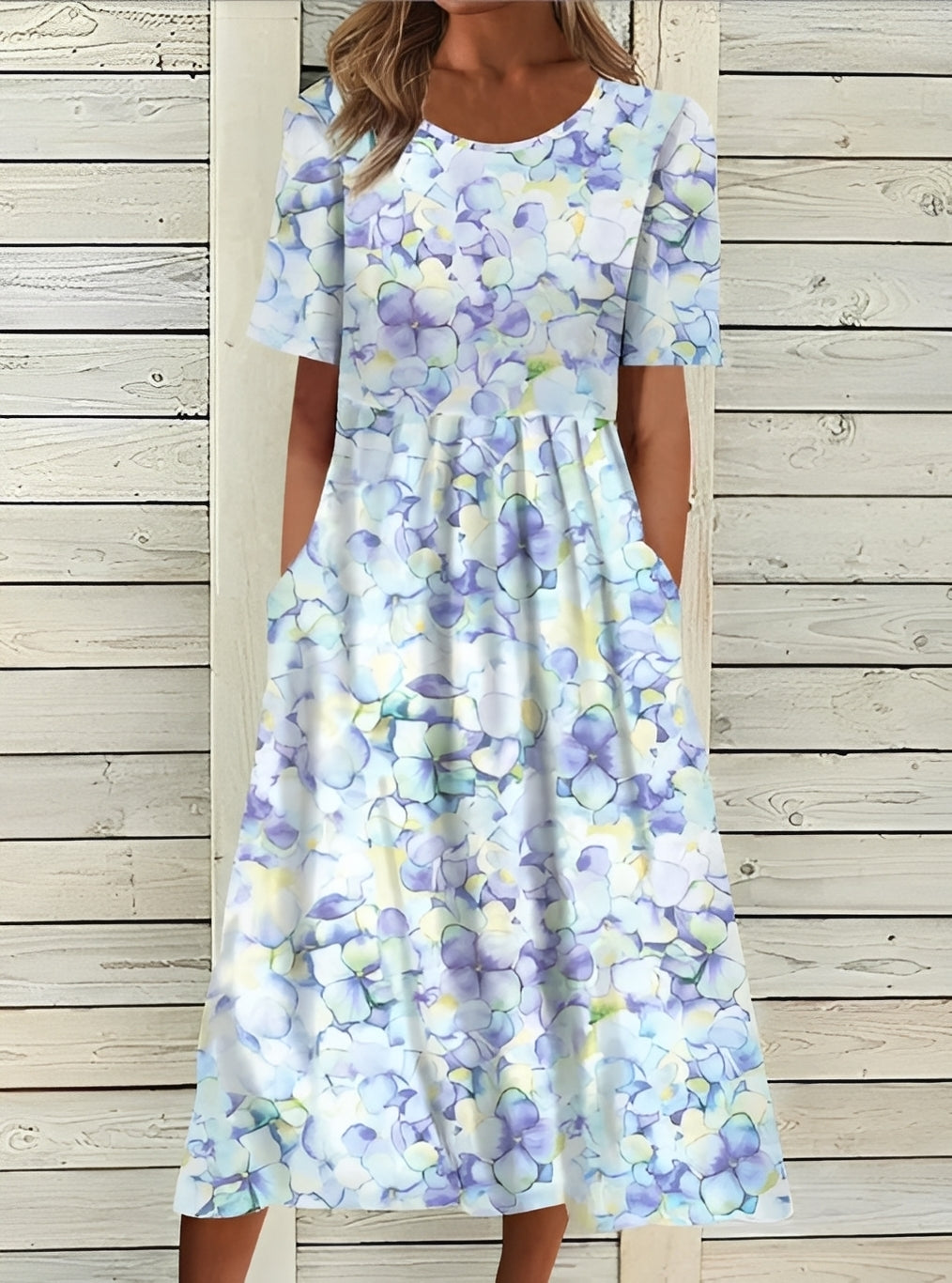Damen Midikleid Elegantes Floralkleid Fließend