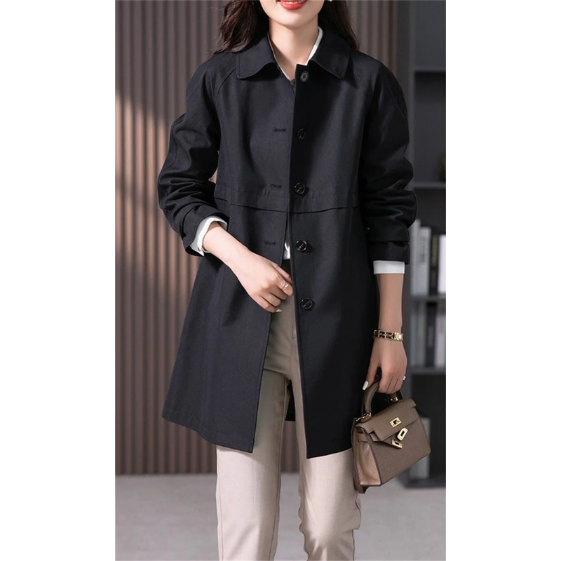Eveloria Damen Trenchcoat Kurz Baumwolle Beige