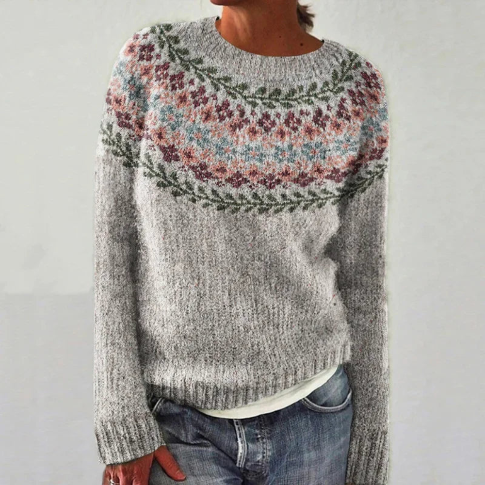 Damen Strickpullover Norweger-Muster Rundhals Arnette