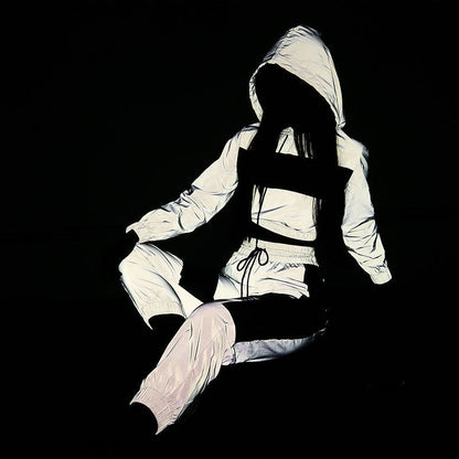 Damen Cropped Hoodie Farbblockdesign Sportlich