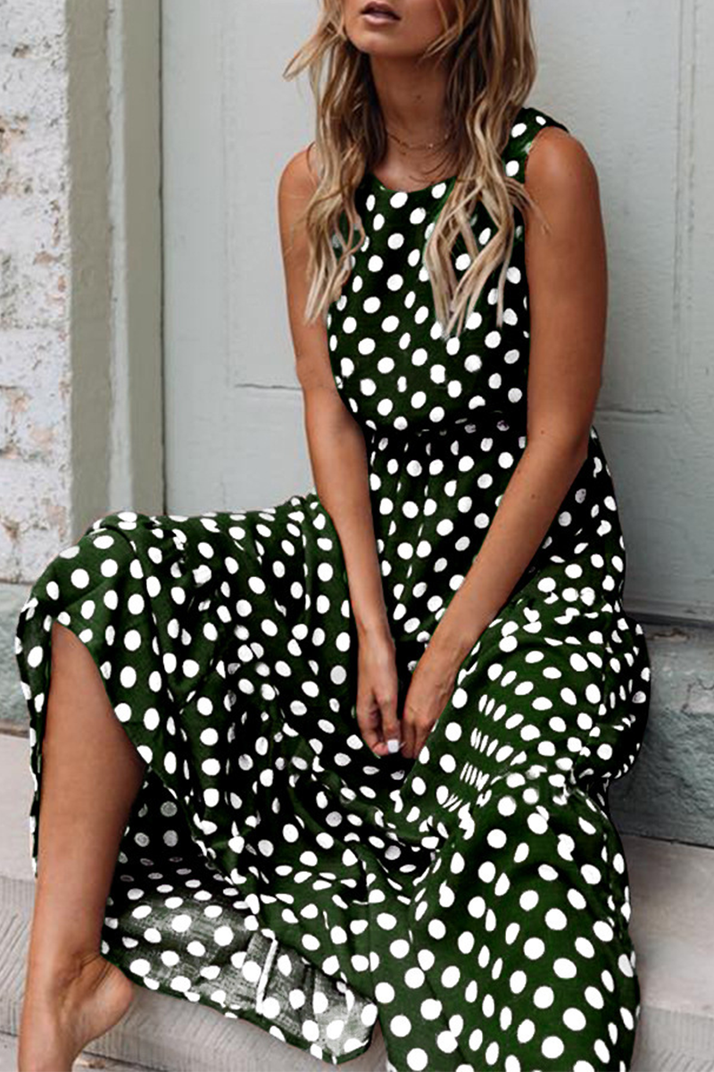 Eveloria Damen Kuchenrock Kleid Punkt-Patchwork O-Ausschnitt