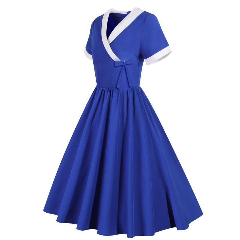 Damen Swingkleid V-Ausschnitt Tailliert Eveloria