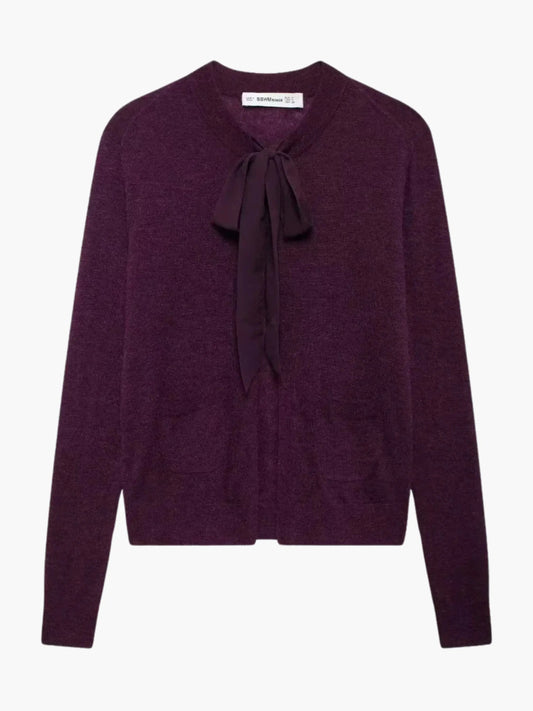 Strickjacke Damen Krawattenausschnitt Taschen - Norvielle