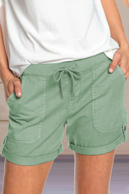 Eveloria Damen Shorts Verstellbarer Taillenkordelzug Umschlag Saum