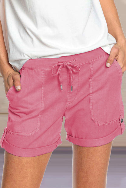 Eveloria Damen Shorts Verstellbarer Taillenkordelzug Umschlag Saum