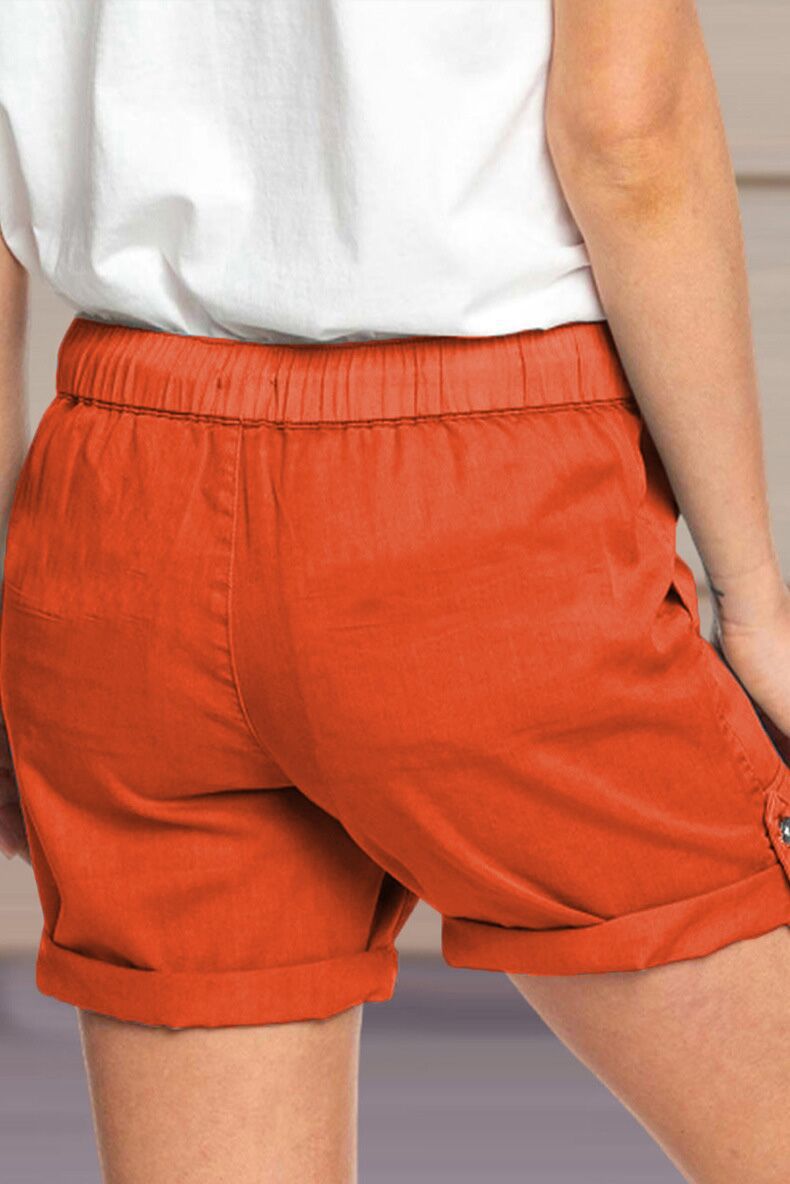 Eveloria Damen Shorts Verstellbarer Taillenkordelzug Umschlag Saum