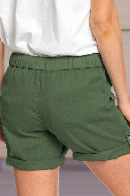 Eveloria Damen Shorts Verstellbarer Taillenkordelzug Umschlag Saum