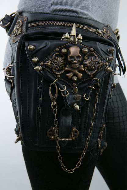Lederrock Damen Punk Nieten Leder