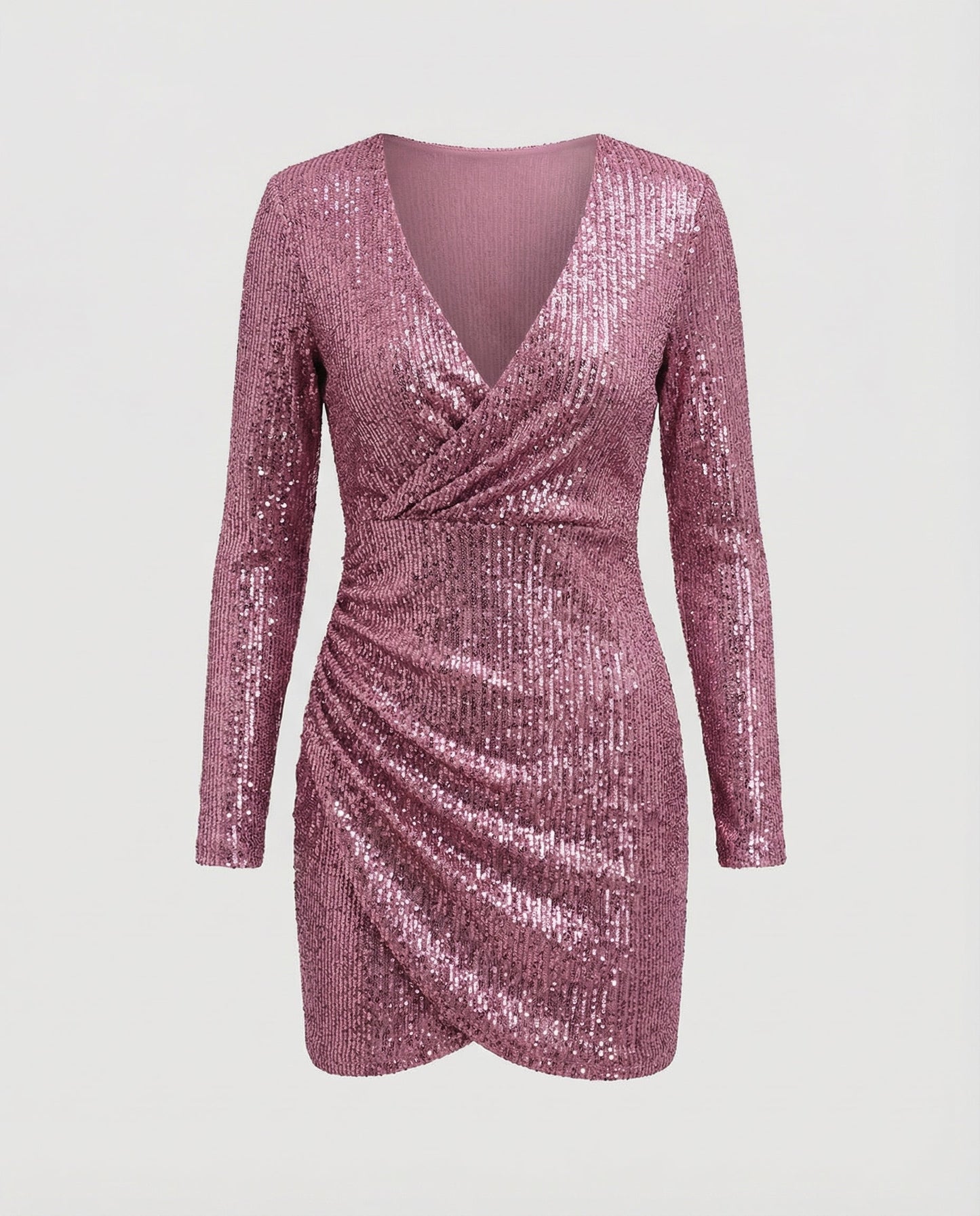 Paillettenkleid Damen V-Ausschnitt Glitter