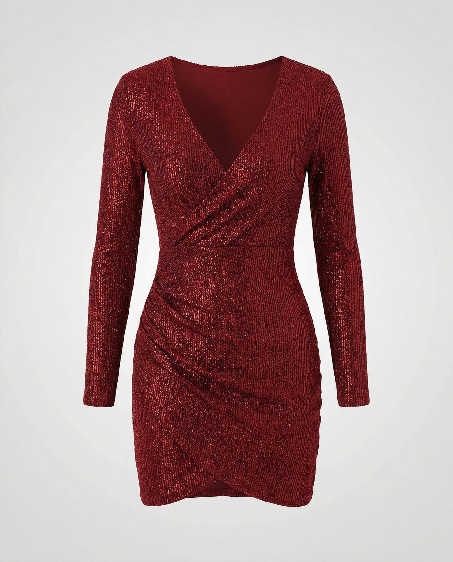 Paillettenkleid Damen V-Ausschnitt Glitter