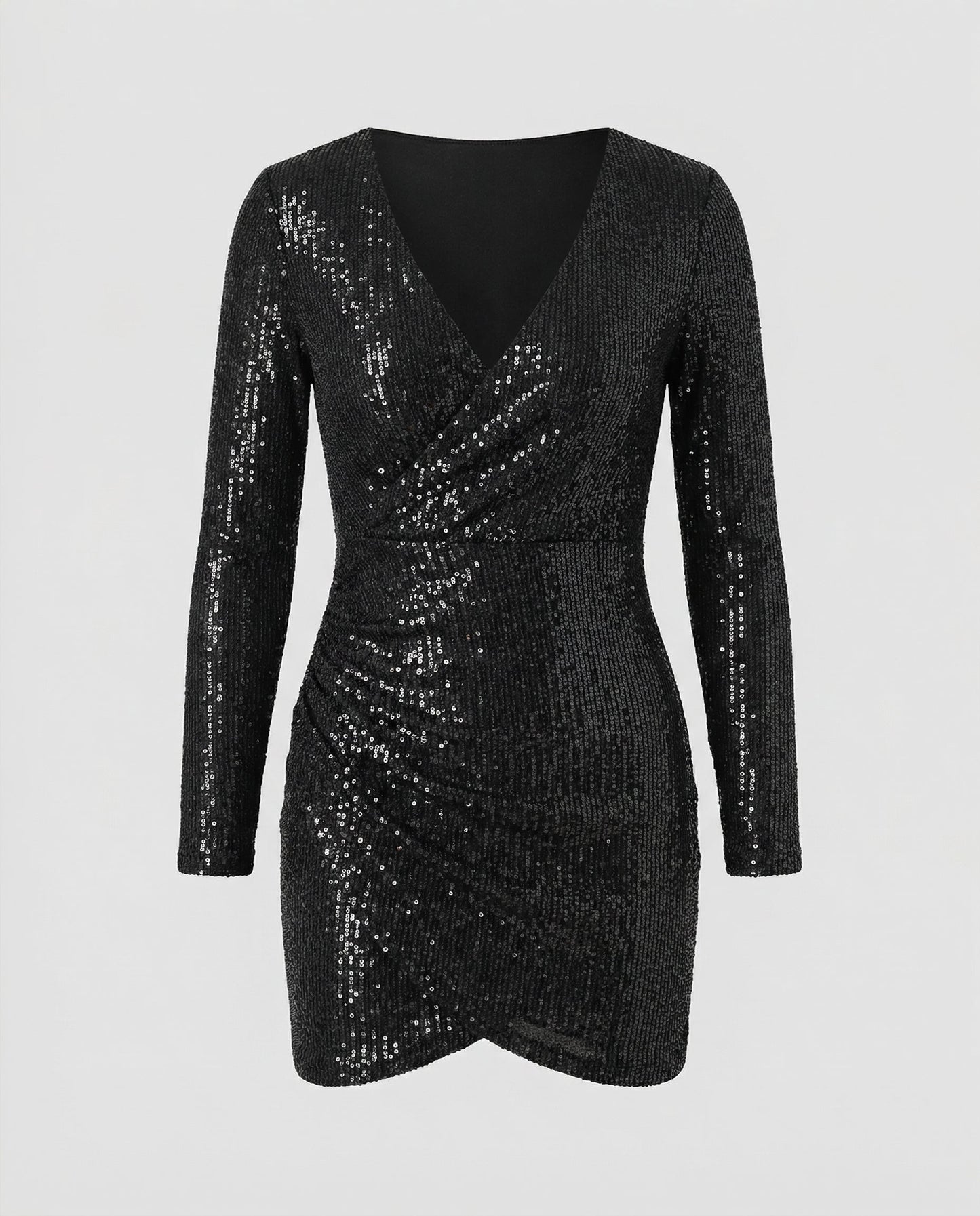 Paillettenkleid Damen V-Ausschnitt Glitter