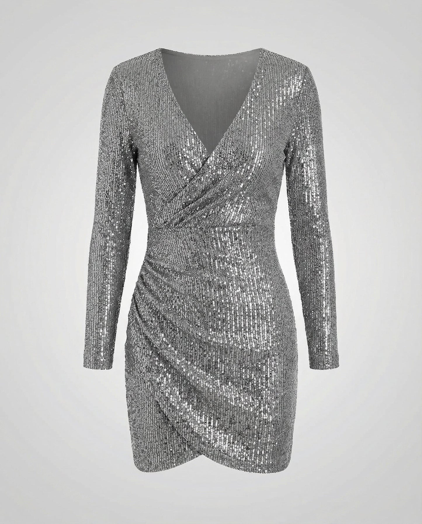 Paillettenkleid Damen V-Ausschnitt Glitter