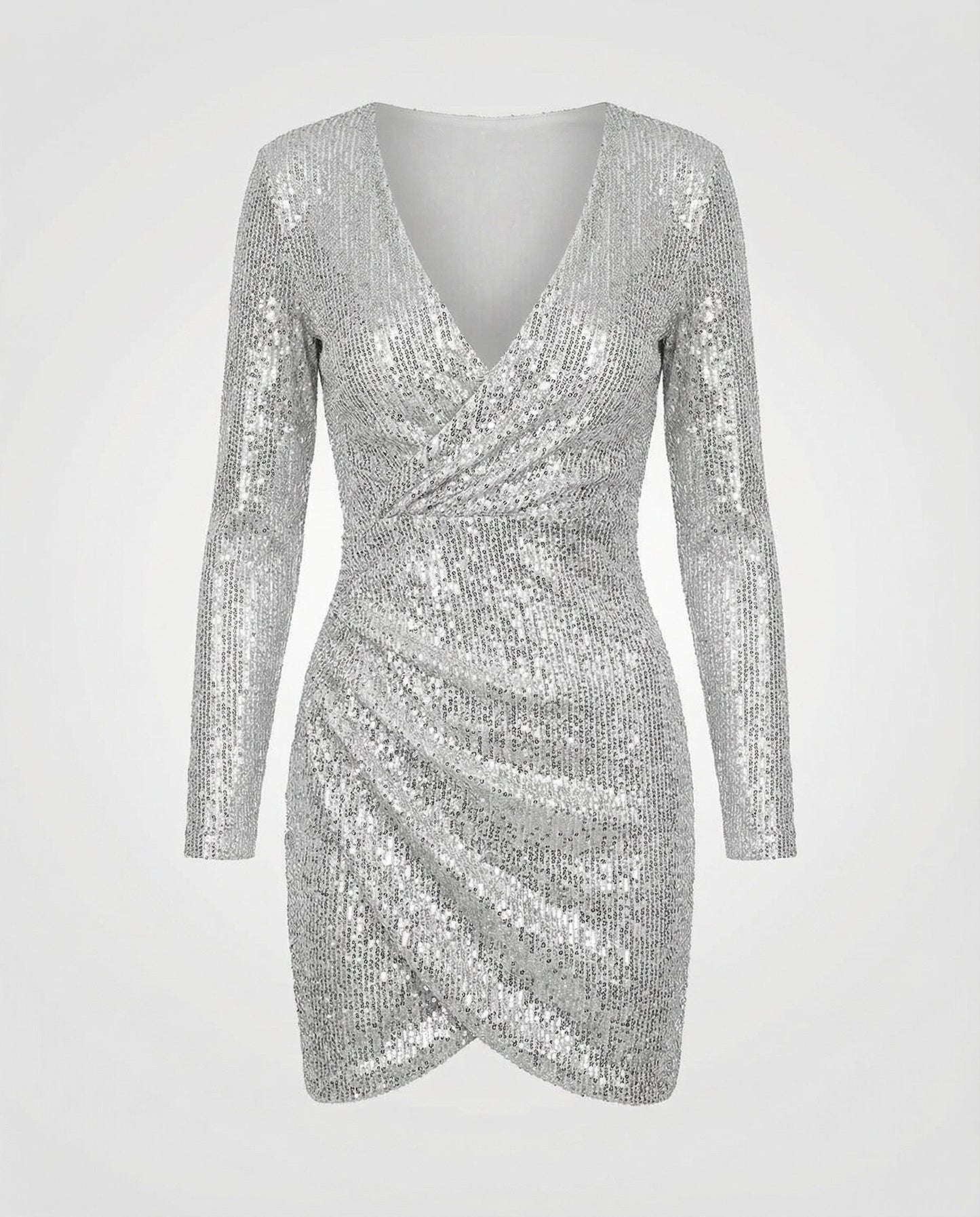 Paillettenkleid Damen V-Ausschnitt Glitter