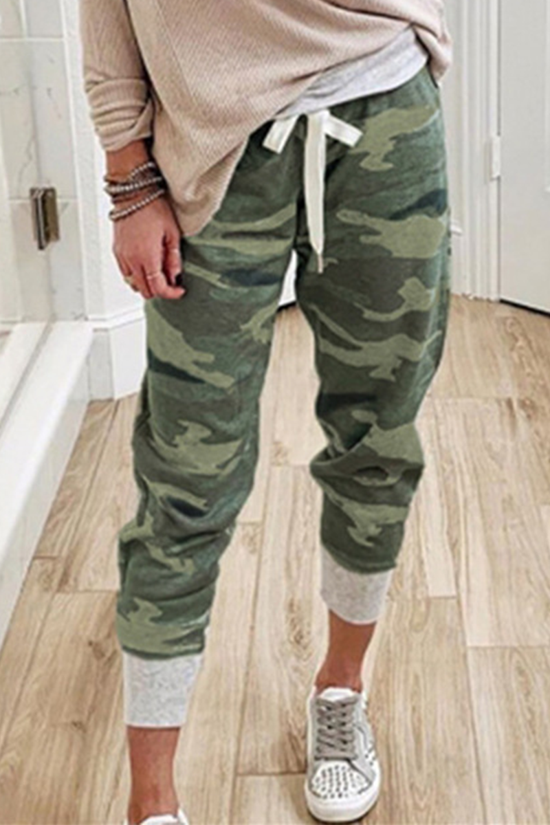 Eveloria Damen Caprihosen Camouflage Druck Stretch