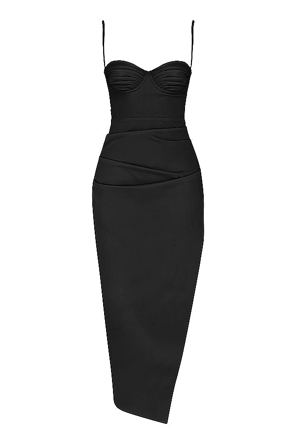 Eveloria Damen Midikleid Plissiertes Korsett