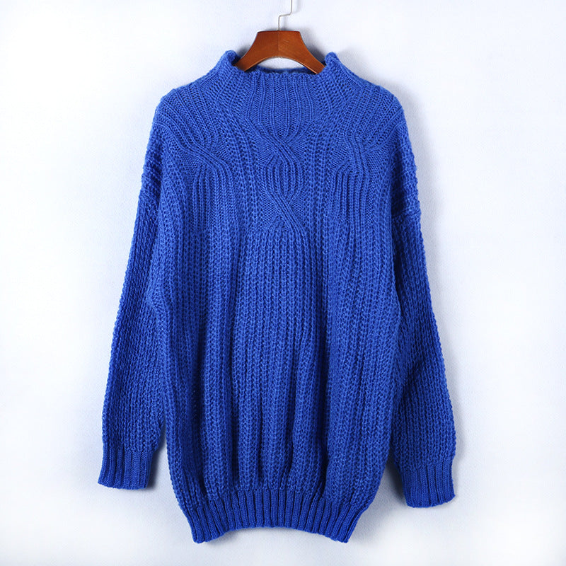 Damen Grobstrickpullover Hochkragen Strukturiert Eveloria