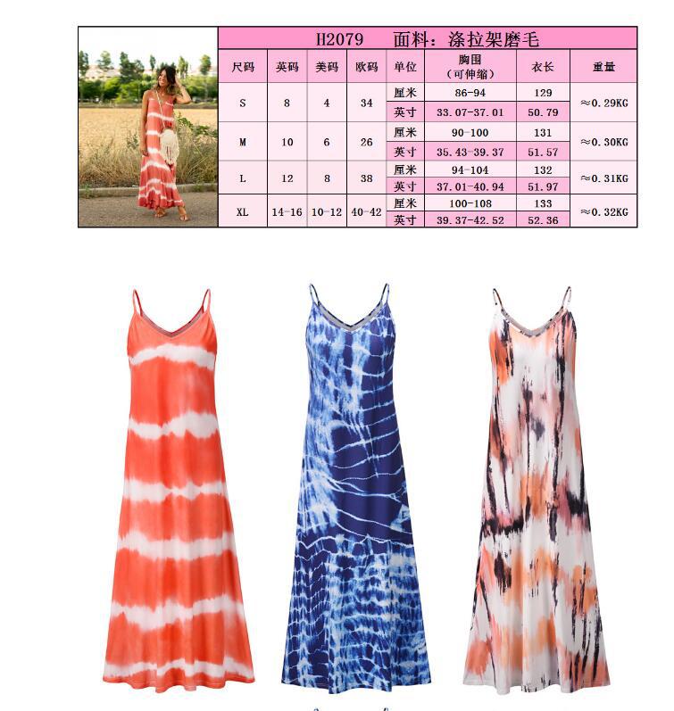 Damen Maxikleid Batikdesign V-Ausschnitt
