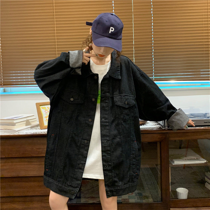 Damen Oversized Denimjacke Weiches Innenfutter Blau Eveloria