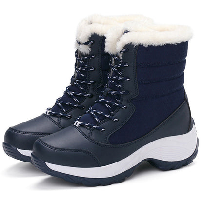 Damen Winterstiefel Schnürung Rund Warm Fleece