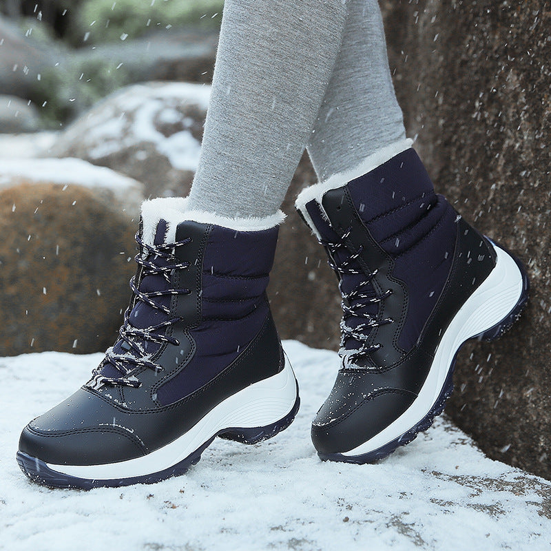 Damen Winterstiefel Schnürung Rund Warm Fleece