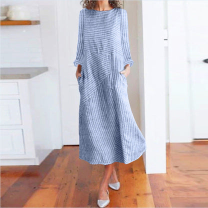 Damen Maxikleid Asymmetrisch Mit Taschen Eveloria