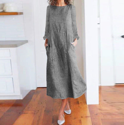Damen Maxikleid Asymmetrisch Mit Taschen Eveloria