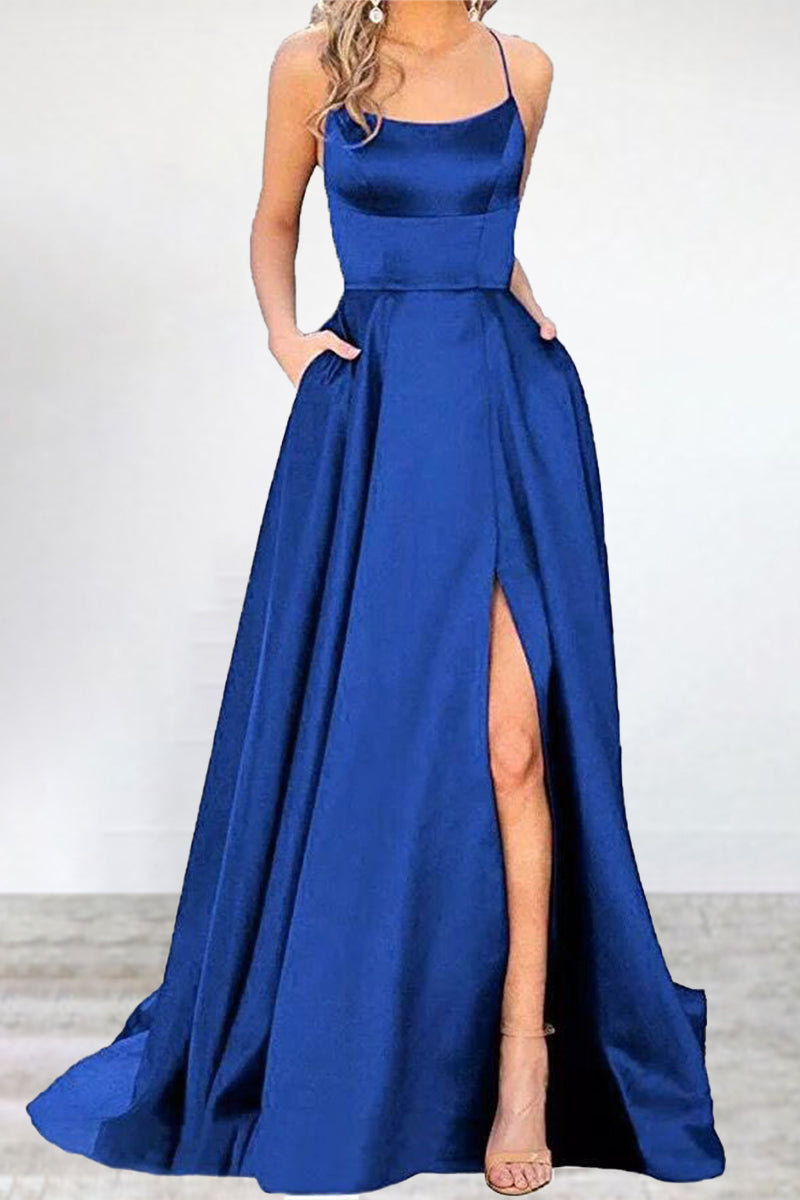 Eveloria Damen Abendkleid Einfarbig U-Hals Hochgeschlossen 16 Farben