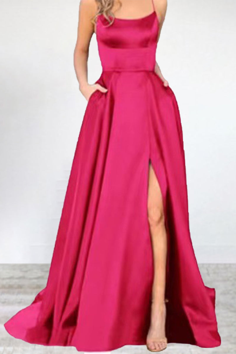 Eveloria Damen Abendkleid Einfarbig U-Hals Hochgeschlossen 16 Farben