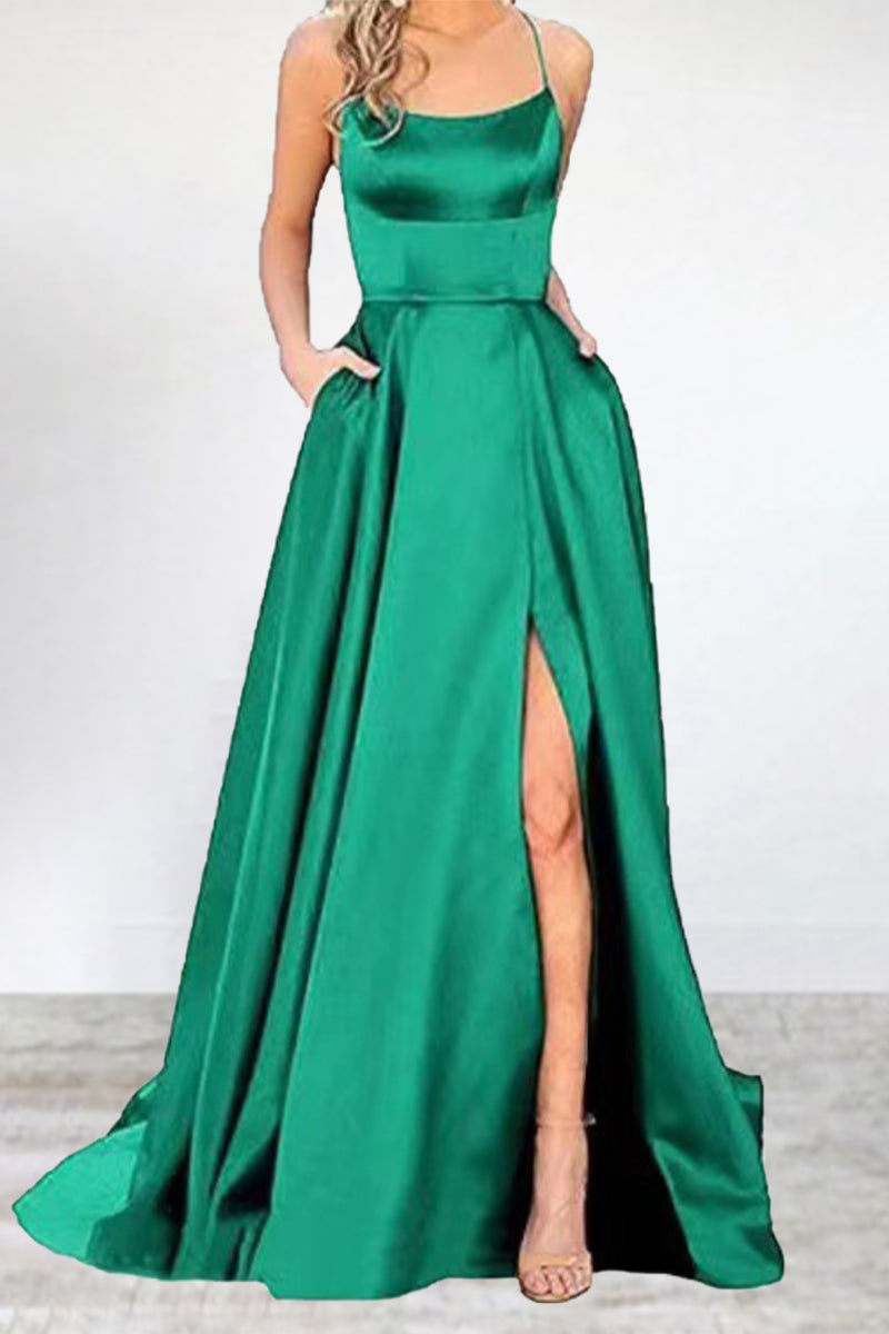 Eveloria Damen Abendkleid Einfarbig U-Hals Hochgeschlossen 16 Farben