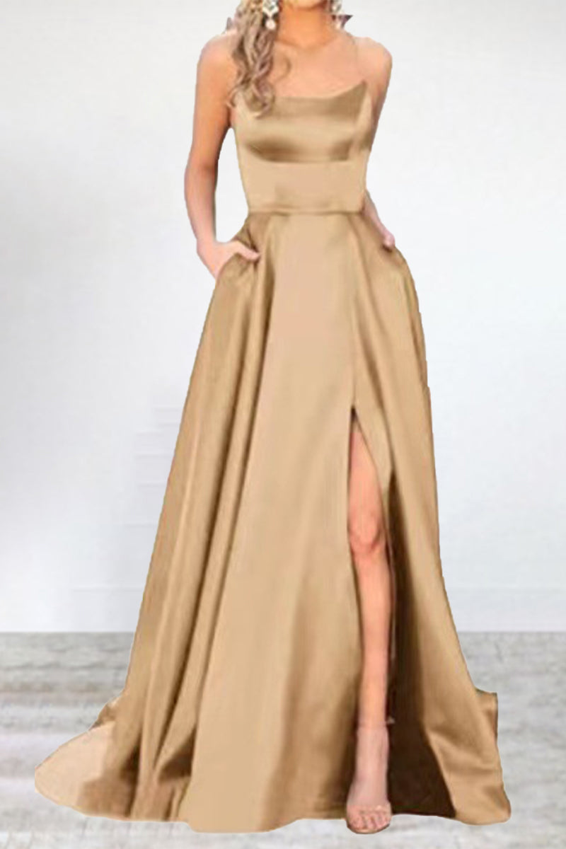 Eveloria Damen Abendkleid Einfarbig U-Hals Hochgeschlossen 16 Farben