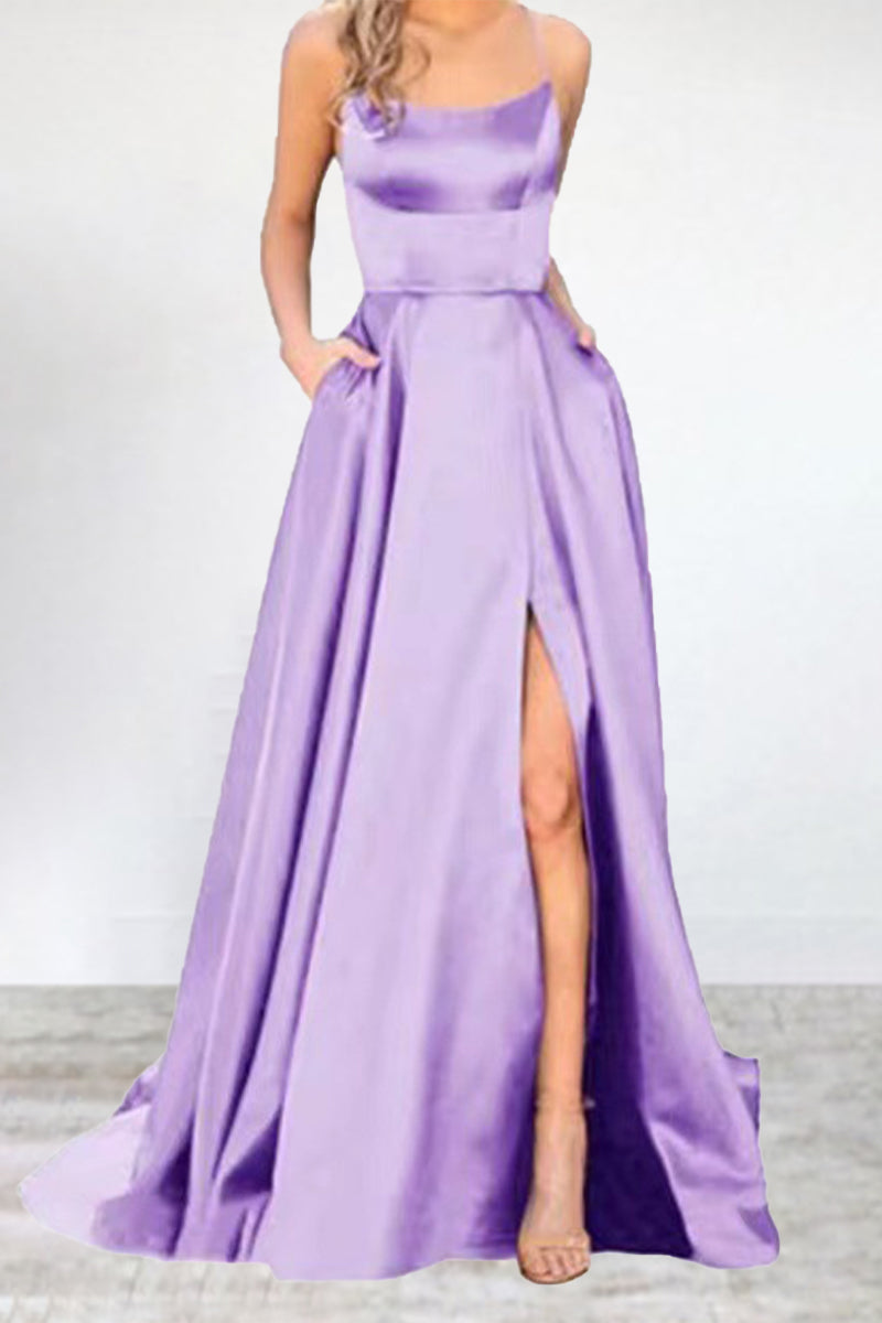 Eveloria Damen Abendkleid Einfarbig U-Hals Hochgeschlossen 16 Farben