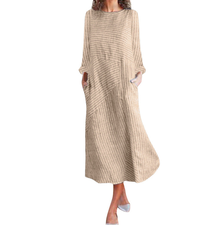 Damen Maxikleid Asymmetrisch Mit Taschen Eveloria