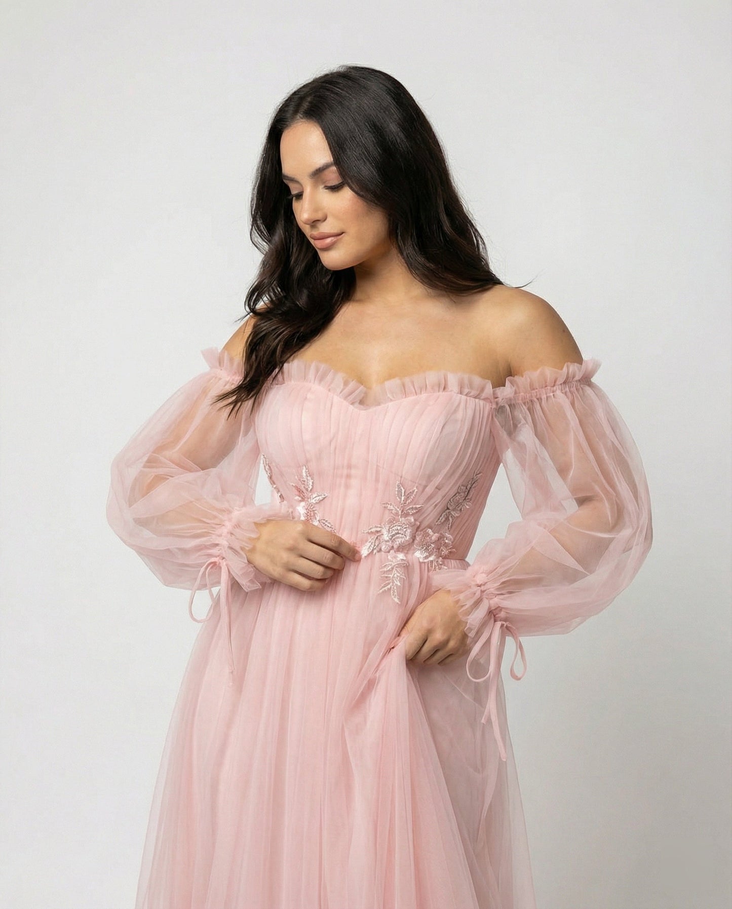 Elegantes Abendkleid Damen Off-Shoulder Einfarbig