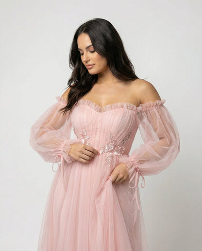 Elegantes Abendkleid Damen Off-Shoulder Einfarbig