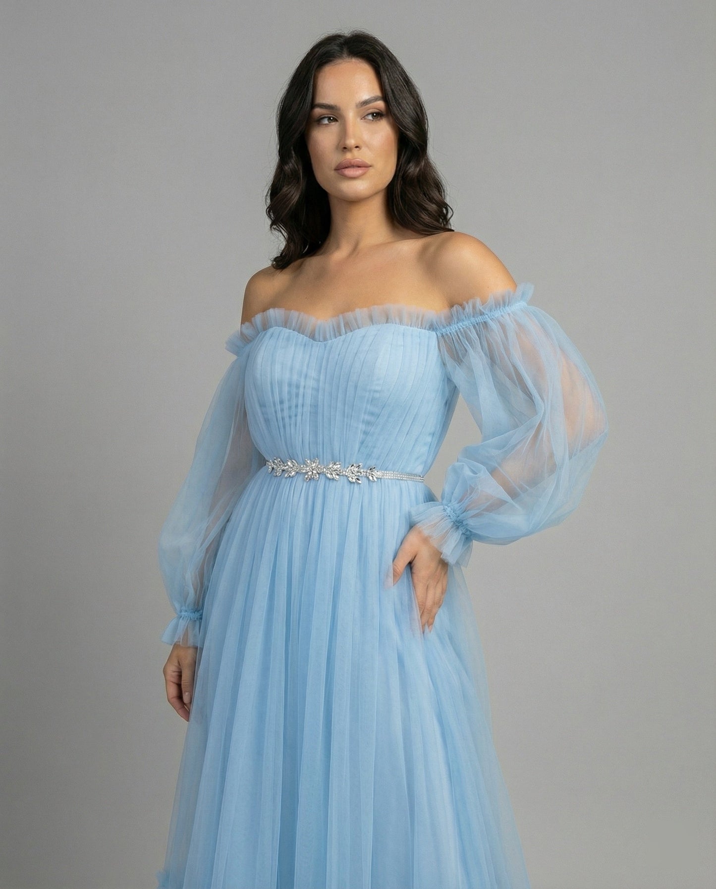 Elegantes Abendkleid Damen Off-Shoulder Einfarbig