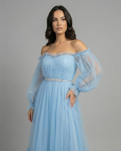 Elegantes Abendkleid Damen Off-Shoulder Einfarbig
