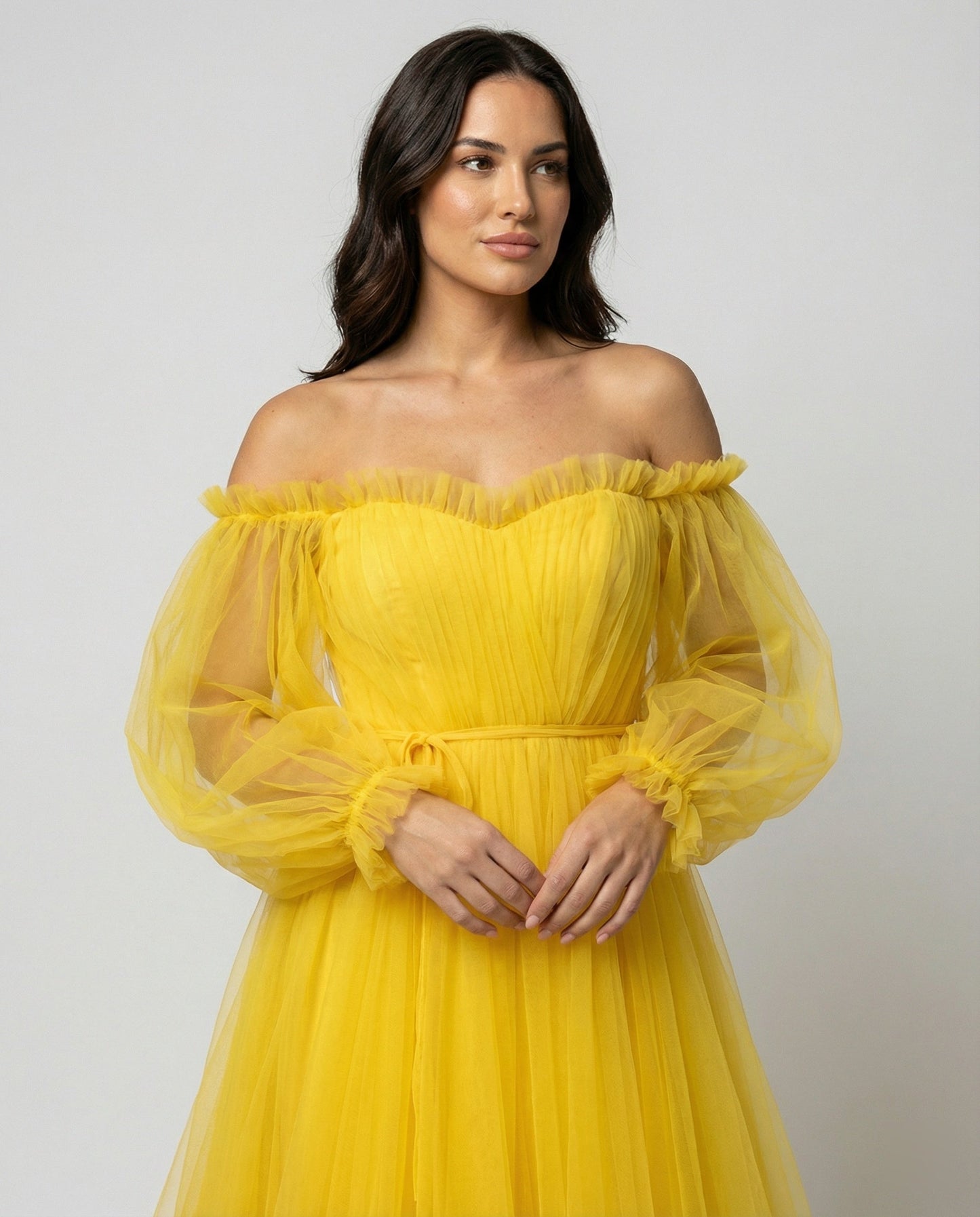 Elegantes Abendkleid Damen Off-Shoulder Einfarbig