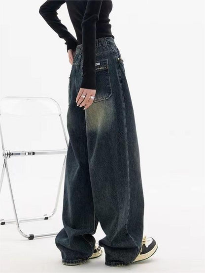 Herren Vintage Baggy Jeans Dunkel Gewaschen