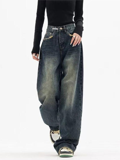 Herren Vintage Baggy Jeans Dunkel Gewaschen