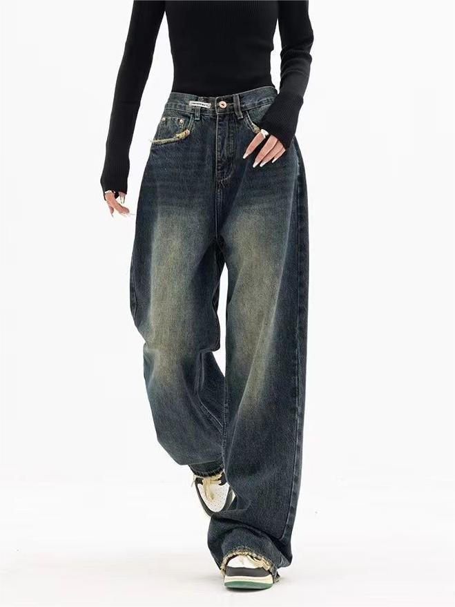 Herren Vintage Baggy Jeans Dunkel Gewaschen